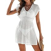 BMJL Women's Bathing Suit Cover Ups Swimwear Swimsuit Cover Up Crochet Coverups Cap Sleeve Beach Dress