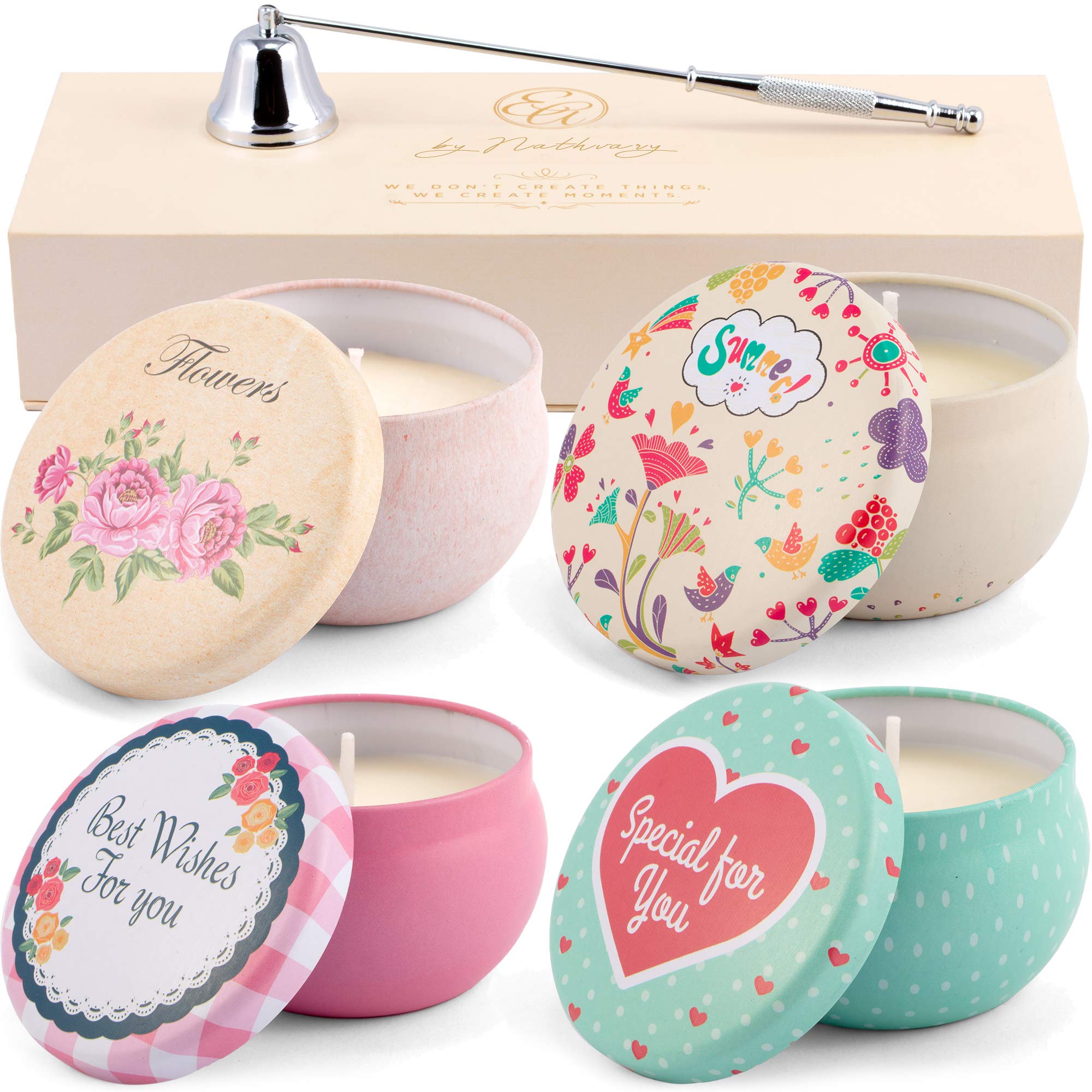 Evelyne Aroma Natural Scented Tin Candles Gift Set Aromatherapy 