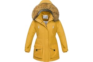CREATMO US Girl's Sherpa Long Winter Coat Thicken Warm Parka Durable Waterproof Puffer Ski Jacket