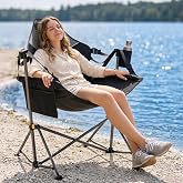 TIMBER RIDGE Hammock Camping Chair, Portable Oversized Swinging Camp Chairs | Heavy Duty Folding Hammock Chair with Adjustable Backrest, Foldable Chair for Camping, Beach and Patio, 350lbs Load, Black