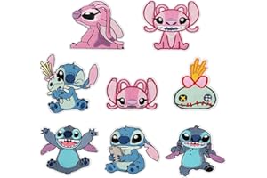 AYVISION 8Pcs Stitch Iron On Patches for Clothing Kids Sew on/Iron on Appliques Decorative Embroidered Patch for Kids Clothes DIY Accessories for T-Shirt, Jackets, Jeans, Vests,Hats, Backpacks