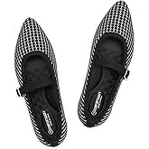 Frank Mully Women's Mesh Flats Mary Jane Shoes Pointed Toe Lightweight with Adjustable Instep Strap Knit Flat Shoes for Women Dressy Casual Washable Walking Shoes