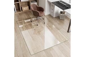 FlyEcho Glass Chair Mat 36" x 55" Heavy Duty Tempered Glass Office Chair Mat, Glass Floor Mat with Round Corner and Polished Edge for Smooth Glide, Carpet Hardwood Floor Protector
