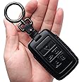 Tukellen for Range Rover Leather Key Fob Cover with Keychain Key Shell Compatible with 2018 2019 2020 2021 Range Rover Sport Evoque Velar Discovery Smart Remote Key-Black