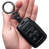 Tukellen for Range Rover Leather Key Fob Cover with Keychain Key Shell Compatible with 2018 2019 2020 2021 Range Rover Sport Evoque Velar Discovery Smart Remote Key-Black