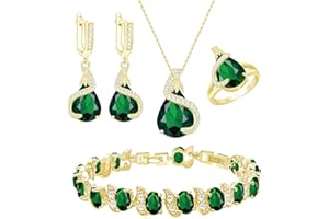 GZWHD Jewelry Set for Women Water Drop Cubic Zirconia Artificial Crystal Earrings Pendant Necklace Open Ring Tennis Bracelet Wedding Anniversary Birthday Engagement Gift for Bridesmaid Wife Girlfriend Friend