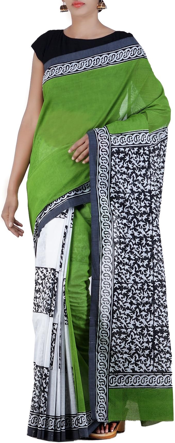 Buy Unnati Silks Women GreenWhite Pure Mangalagiri Cotton