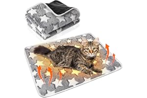HunnmingRe 2 Pack Self Warming Cat Bed Self Heating Dog Pad Cat Warming Pad Thermal Pet Mat Washable Reflect Body Heat Removable Cover for Indoor Kittens Puppies Feral Pet(Large Star,16 x 20 Inch)