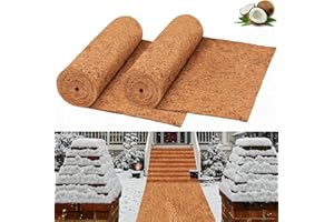 Riare 2 Pack 16 × 118 Inch No-Slip Ice and Snow Carpet Mats- Natural Coconut Fiber Carpet Anti-Slip Coco Coir Carpet Mat for Winter Walkways Front Door Stairs Porch Outdoor Garden Patio Safe Walking