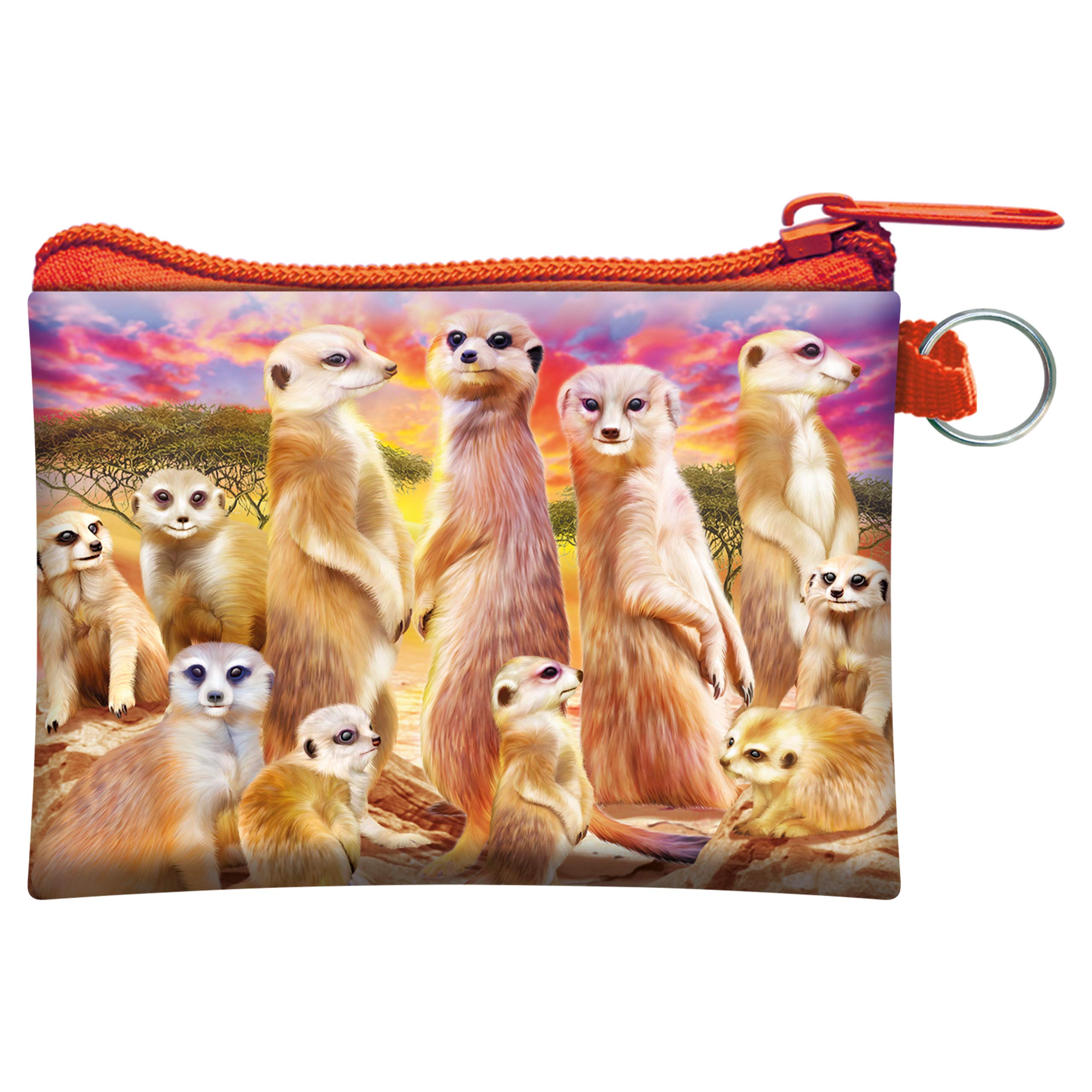 3D LiveLife Coin Purse - Cool Meerkats from Deluxebase. Lenticular Wild Animal Themed Wallet Featuring Secure Zip, Compact Design for Cash and Card Storage. Perfect Wilderness Gift.