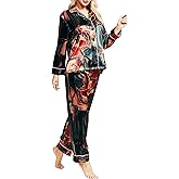 SIHA Satin Silk Pajamas for Women Pajama Set With Long Sleeve Button-Down Satin Pajamas Sleepwear XS-3XL