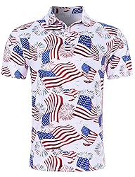 uideazone Mens American Flag Golf Shirts Athletic