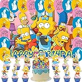 Simpsonss Birthday Backdrop,Cartoon Family Poster for Cartoon Family Theme Party Decorations Cartoon Birthday Supplies Background Studio Shoot Photo Props