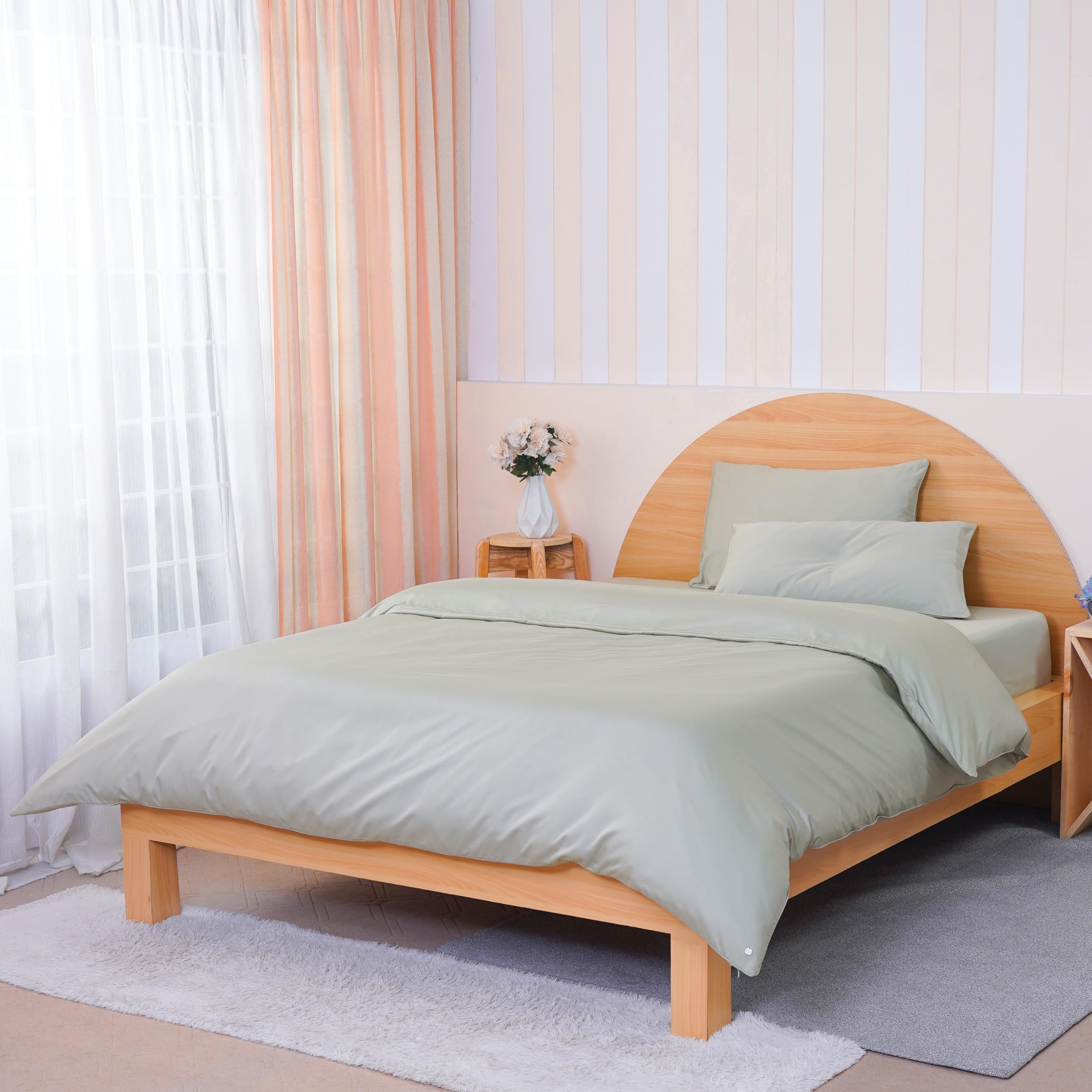 Sheet Story Bamboo Super King Duvet Cover Set - 400 Thread Count - Super King Duvet Cover with Pillowcases - Luxuriously Soft and Hypoallergenic - Sage Green