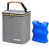 Momojing Insulated Breastmilk Cooler Bag and Baby Bottle Bag with Ice Pack Include, Fits 4 Large Baby Bottles Up to 9 Ounce f