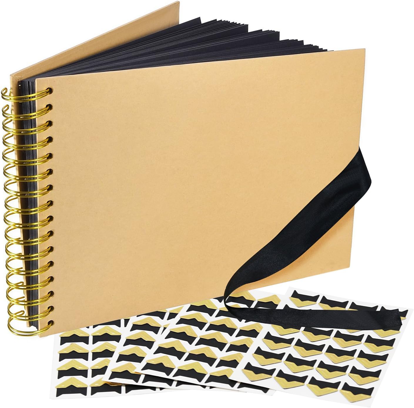 Onshine Scrapbook 80 Pages Photo Album with 4 Sheets Self-Adhesive Photo Corners Great Craft Paper DIY Anniversary Wedding Photo Album