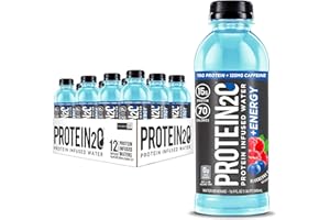 Protein2o 15g Whey Protein Infused Water Plus Energy, Blueberry Raspberry, 16.9 oz Bottle (Pack of 12)