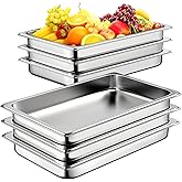 Zapstarz 6 Pack Hotel Pans, 1/1 Full Size 2.5 Inch Deep Steam Table Pan, Stainless Steel Commercial Food Pan Anti Jam Steam Pan, Breading Trays for Hotel, Party, Buffet, Catering Supplies