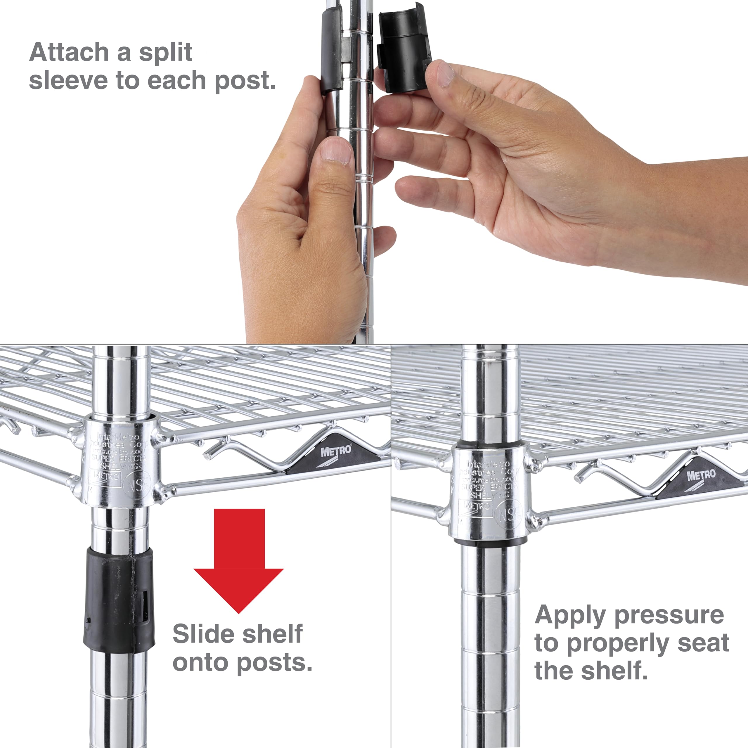 METRO 9985 Replacement Plastic Split Sleeves for Super Erecta Industrial Wire Shelving, Black, Pack of 4 METRO 9985 Replacement Plastic Split Sleeves for Super Erecta Industrial Wire Shelving, Black, Pack of 4