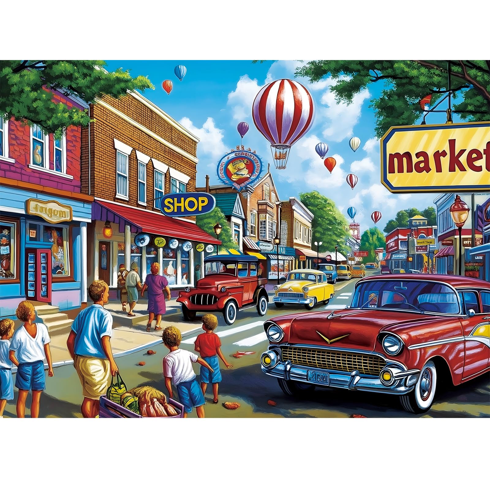 500 Piece Puzzles for Adults,Shopping Street Life Jigsaw Puzzle with Letters on Back,No Dust,Birthday and Barious Holiday Party,Challenging Family Games Gifts for Friends Men Women Seniors, 20.5*15In