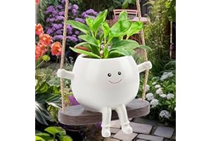 CEOJPA Small Swing Smiley Face Hanging Planter Pot for Indoor Outdoor Plants, Cute Swinging Plant Pot, Hanging Flower Pots, Face Planter Pot Head, Resin Succulent Planter, Birthday Gifts