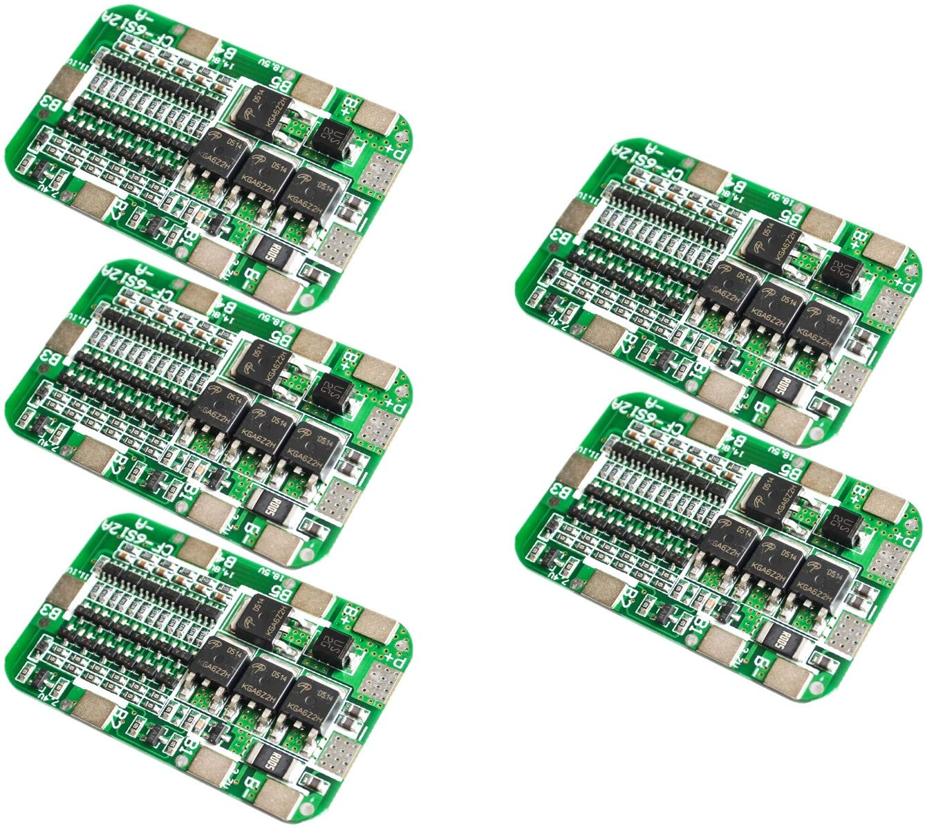 TECNOIOT 5pcs 6S 15A 24V PCB BMS Protection Board For 6 Pack 18650 Li-ion Lithium Battery