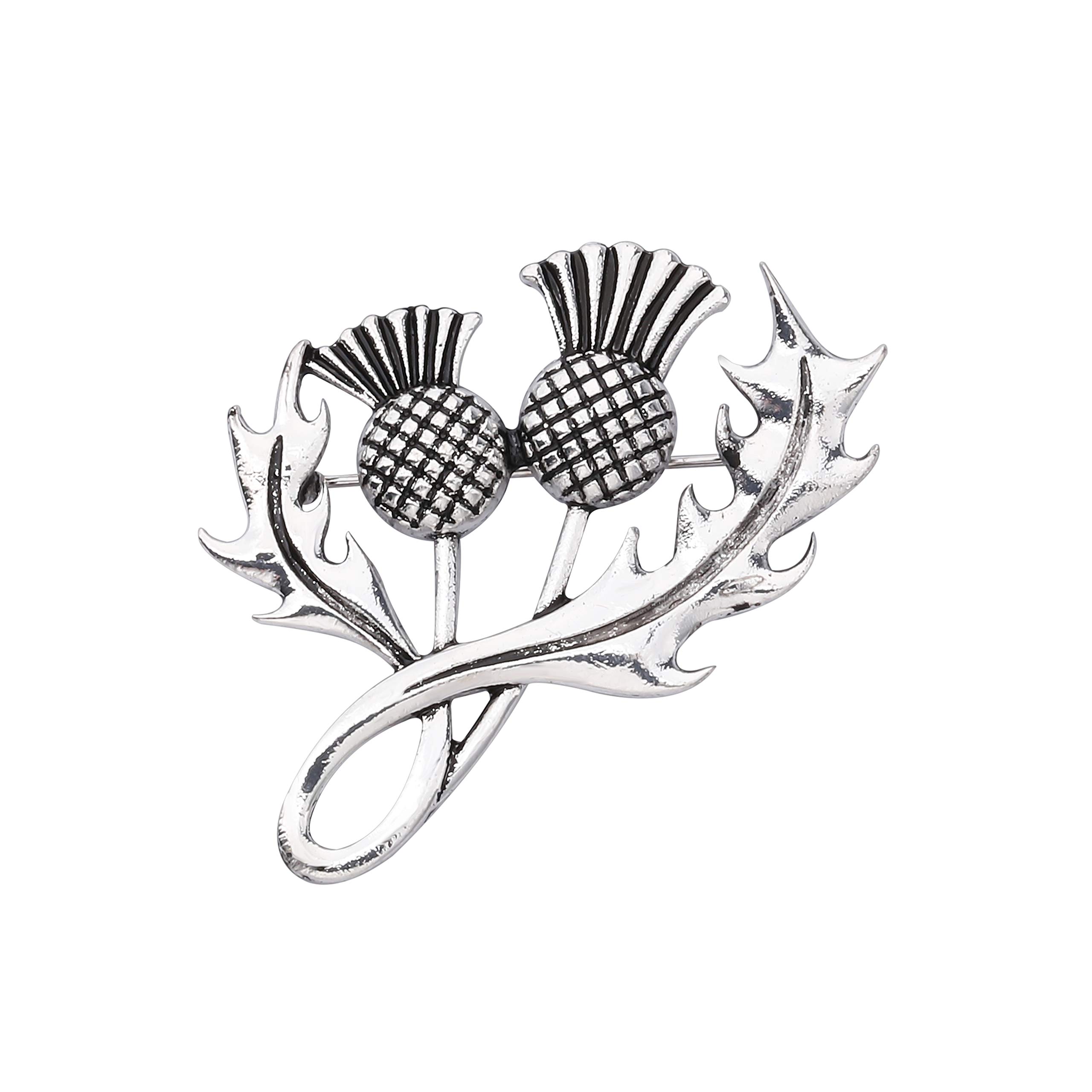 CHOORO TV Show Inspired Jewelry Double Scottish Thistle Brooch Pin Sassenach Scottish Outlander Gift Scottish Brooch (Outlander flower BP)