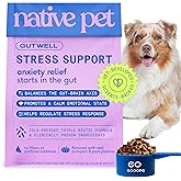 Native Pet GutWell Stress Support - Dog Anxiety Relief & Calming Treats - Tasty Food Topper for Dog Stress and Anxiety Relief - Support Gut-Brain Axis with Triple-biotic Blend & Magnesium - 60 Scoops