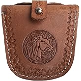 Hulara Top Grain Buff Leather Slingshot Ammo Holder Bag Storage Gun Ammo Case Brown with Belt Loop & Metal Closure Ammunition Pouch for Hunting