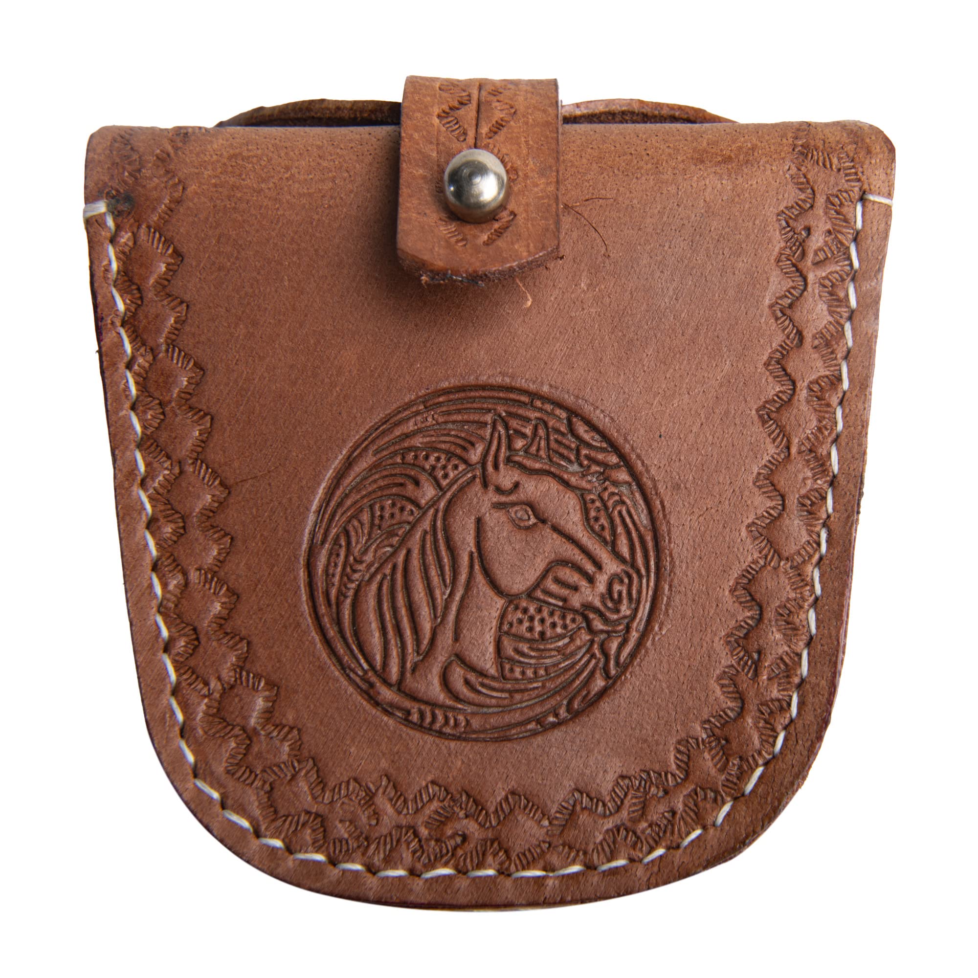 Hulara Top Grain Buff Leather Slingshot Ammo Holder Bag Storage Gun Ammo Case Brown with Belt Loop & Metal Closure Ammunition Pouch for Hunting