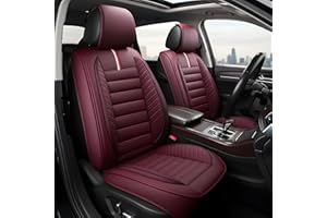 OASIS AUTO Car Seat Covers Premium Waterproof Faux Leather Cushion Universal Accessories Fit SUV Truck Sedan Automotive Vehicle Auto Interior Protector Full Set (OS-001 Burgundy)