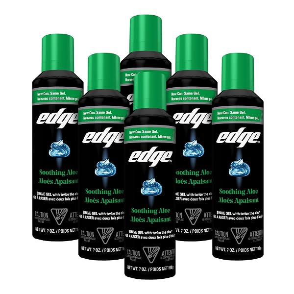 EDGE SHAVING GEL FOR MEN, SOOTHING ALOE WITH TWICE THE ALOE, (6 PACK) – SHAVE GEL FOR MEN THAT MOISTURIZES, PROTECTS AND SOOTHES TO HELP REDUCE SKIN IRRITATION