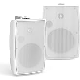 Herdio 5.25" Passive Outdoor Speakers Waterproof Wired, 300W Wall Mount Speakers with Superior Sound,Dual Swivel Brackets for Patio/Deck/Backyard (Pair, White)