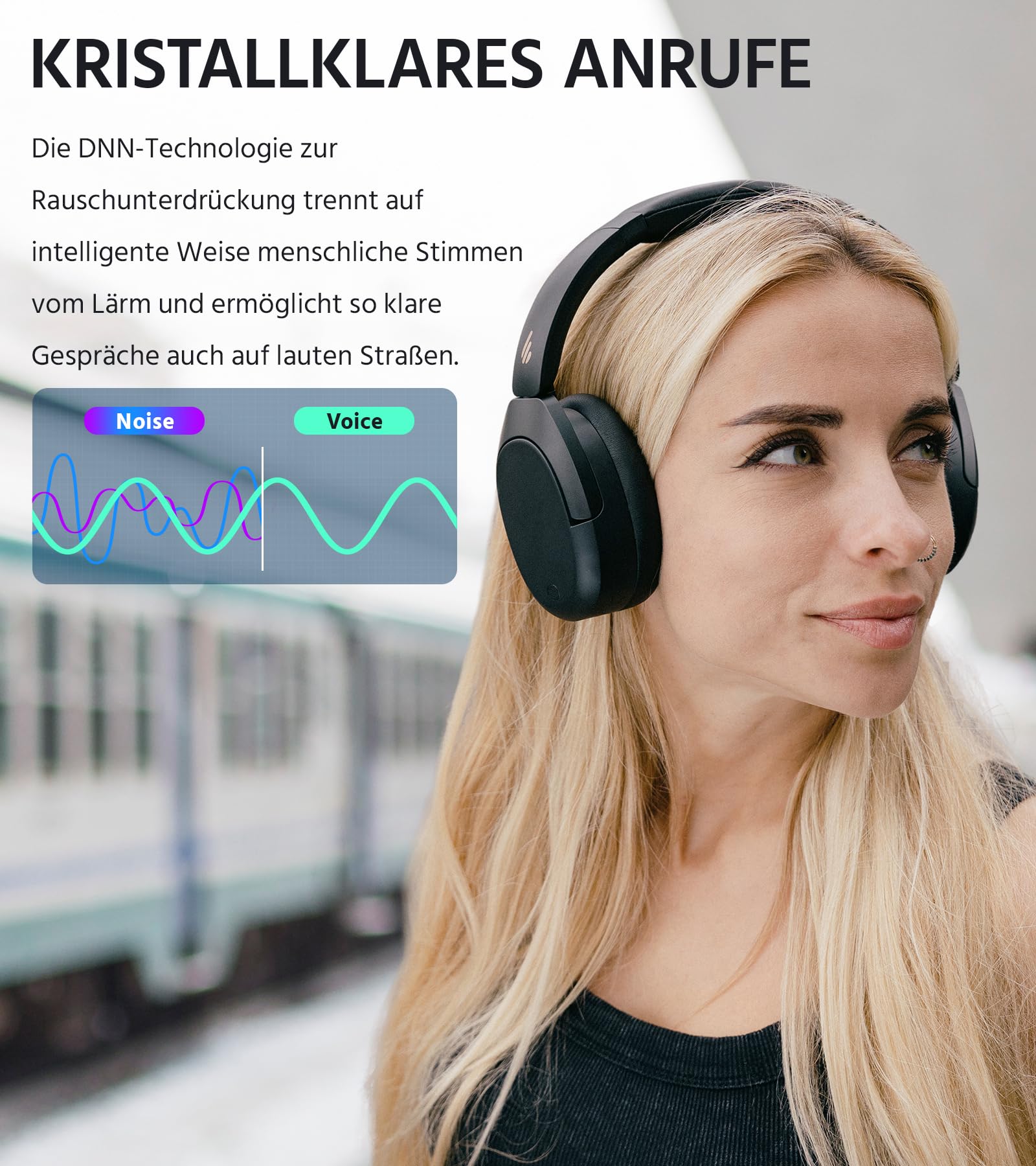 Edifier W830NB Wireless Over Ear Kopfhörer mit -45dB ANC, 94Std. AKKU, LDAC Hi-Res Sound, Spatial Audio, Schnellladung, Bluetooth V5.4 - Schwarz 6