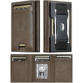 furid Leather Trifold Wallet for Men Slim: Rfid Thin Front Pocket Credit Card Holder - Minimalist Wallets with Metal Plates and Cash Band - Gift for Men Husband Father at Anniversay Brithday