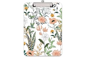Hongri Plastic Cute Clipboard, Letter Size for Students, Teacher, Woman and Kids, Low Profile Clip, Decorative Pattern, Size 9 x 12.5 in, Evergreen