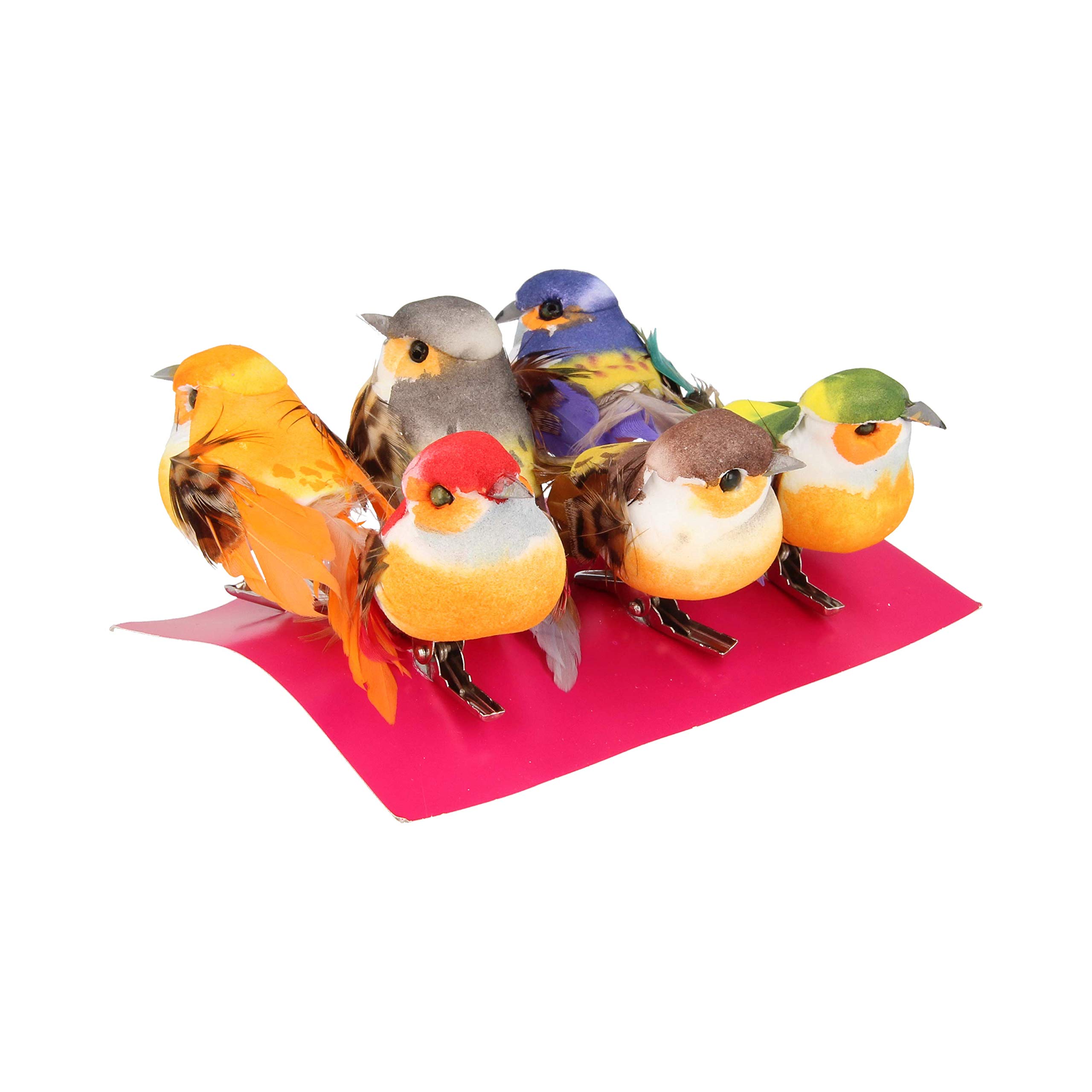 Artemio Multicoloured Small Birds on Clip, 6 x 2.5 x 5 cm