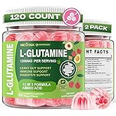 L-Glutamine 1200mg Gut & Immune Support Gummies,Leaky Gut Repair Supplement with Slippery Elm,Marshmallow Root,Ginger Root,Arabinogalactan,Organic Aloe,Vitamin C,Vitamin D3,Zinc,Sugar-Free | 120 Count