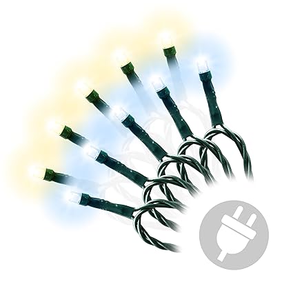 Nipach GmbH 200er LED Lichterkette mit Farbwechsel warm weiß/weiß 9 Funktionen dimmbar Blinkfunktion Innen Außen grünes Kabel