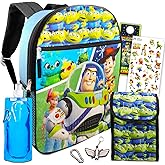 Toy Story Backpack with Lunch Box Set - Buzz Lightyear Backpack for Boys, Toy Story Lunch Box, Water Bottle, Stickers, Rex-Man Door Hanger | Buzz Lightyear Backpack for Kids