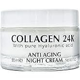 Delfanti-Milano • COLLAGEN 24K • Anti-Aging Night Cream • Face and Neck Moisturizer with pure Hyaluronic Acid • Made in Italy
