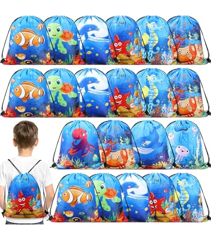 12 Pcs Mermaid Drawstring Party Favor Bags - Under The Sea Theme Goody Bags For Birthday, Treats & Candy - View #9