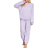 Pajamas Sets for Women Soft Comfy Fluffy Pajama Fleece Pullover Ribbed Pjs Warm Plush Lounge Sleepwear