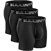 BULLIANT Men Boxer Briefs 3Pack,Comfortable Modal Underwear 2XSoft 1.5X Wicking Regular Leg Trunk No Ride-up