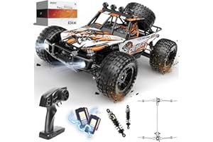DEERC 1:10 Scale RC Monster Truck for Adults & Boys, 48KM/H Speed 4X4 Hobby RC Car with Lights, 2 Rechargeable Batteries, 2.4 GHz All Terrain Remote Control Car Toys for 30mins Fun