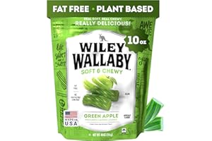 Wiley Wallaby Licorice 10 Ounce Classic Gourmet Soft & Chewy Australian Green Apple Licorice Candy Twists, 1 Pack