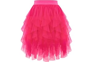Kingfancy Tulle Skirts for Women Short Fairy Skirt Tutu A-Line Mesh Layered Halloween Skirts