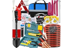 AUTODECO Car Emergency Roadside Kit Safety Assistance Kit for Vehicle with Shovel Jumper Cable First Aid Kit