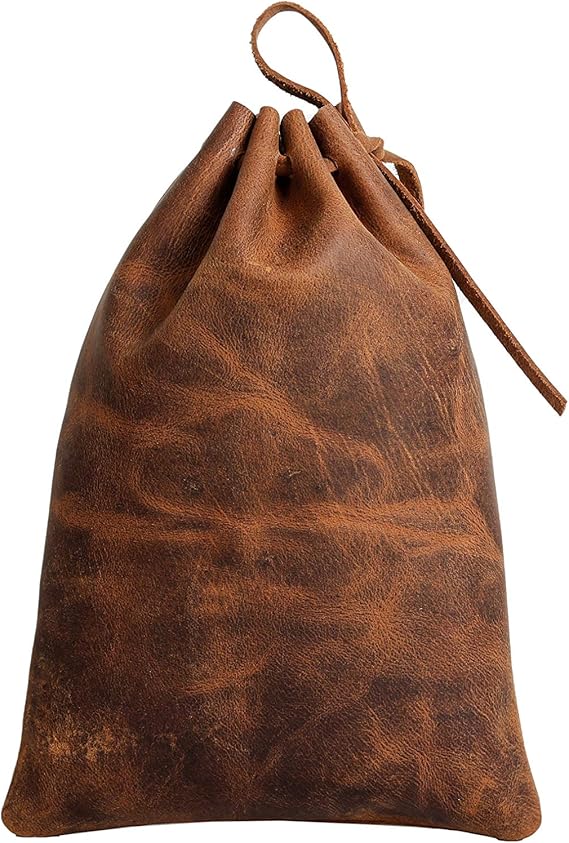 Leather Drawstring Pouch Multipurpose Medieval Coin Waist Bag (Vintage
