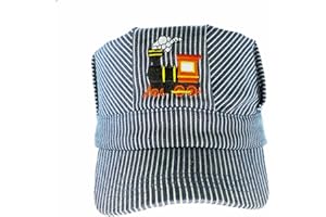Pinnacle Awards Canada Young Boys Choo Choo Train Embroidered Steam Engine Train Engineer Hat with ITrains Navy/White